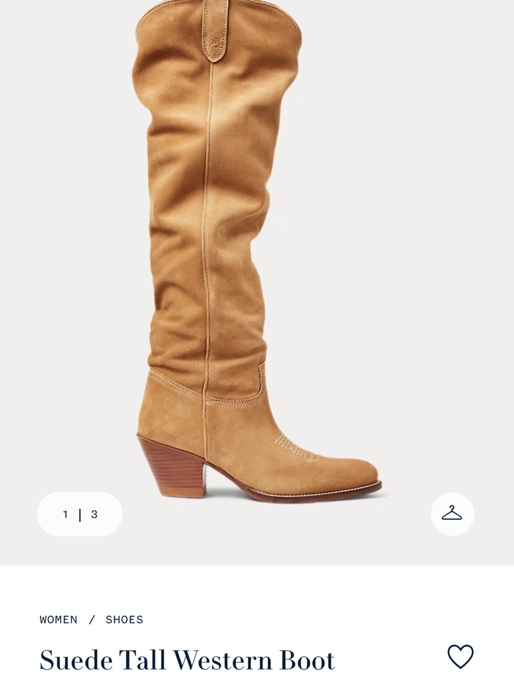 Suede Tall Western Boot in tobacco